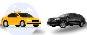 LIMO SERVICE IN VERO BEACH FLORIDA FLEET WITH WHITE BACKGROUND TWO LUXURIOUS VEHICLE AT THE LEFT LINCLON TOWN CAR YELLOW COLOR AND LINCLON MKT RIGHT SIDE BLACK COLOR